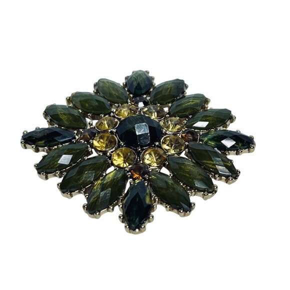 Liz Claiborne Gold Tone With Faceted Rhinestones Brooch Signed LC (6072) - Picture 2 of 6